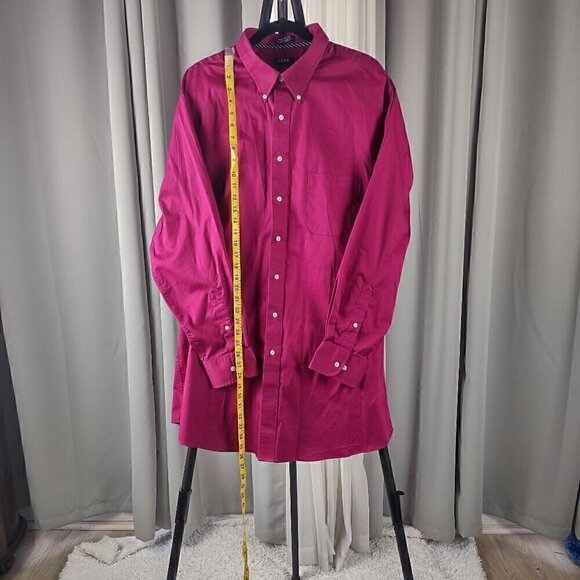 Izod Men's Magenta Cotton Blend Twill Dress Shirt Size 18.5 Tall (35/36) - Picture 5 of 13